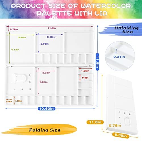 Junreox 水彩パレット 大型水彩画パレット フラットウェル24個とミキシングエリア5個 プレミアムペイントパレット 蓋付き空 折りたたみプ |  | 02