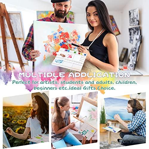 Junreox 水彩パレット 大型水彩画パレット フラットウェル24個とミキシングエリア5個 プレミアムペイントパレット 蓋付き空 折りたたみプ |  | 05