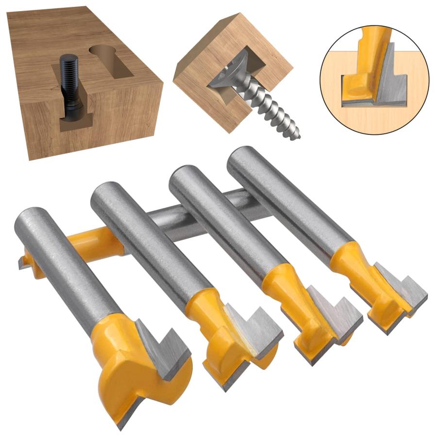 Bestgleキーホールビット6.35mm軸超硬刃トリマービットT型ほぞカッター超硬刃ルータービットtスロットビット カッタールータービット超硬 |  | 07