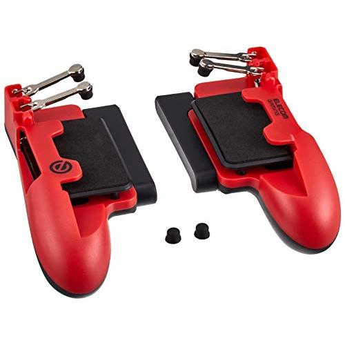 エレコム 荒野行動 PUBG タブレット用ゲーム用 グリップ 4ボタン 厚み5.5~7.5mm対応 レッド P-GMGT4B01RD | 