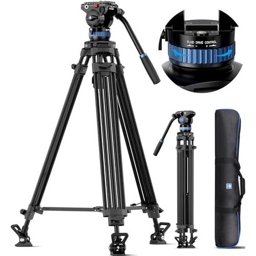 【互換品】 SIRUI ビデオ三脚 最大190cm高さ プロフェッショナルヘビーデューティ三脚 フルードヘッド 流体雲台 最大荷重10kg 360°パ | 