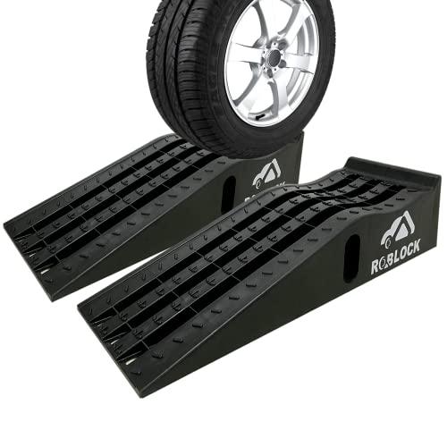 ROBLOCK カースロープ リフト タイヤスロープ耐荷重7T 油圧ジャッキの交換 オイル交換や車両整備のため 軽量 2個組 90.5cmx30 | 