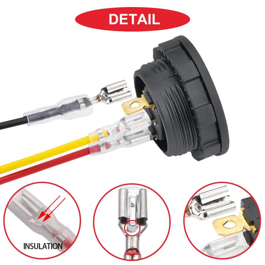 MKBKLLJY 4個 ラウンド ロッカー スイッチ シェル DC 12V 20A、24V 10A、SPST 3ピン オン オフ 赤/青/緑/黄 |  | 02