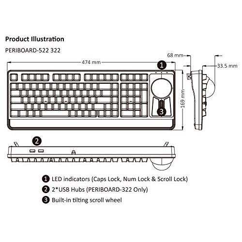 Perixx ぺリックス PERIBOARD-522 トラックボール付き メカニカルキーボード 茶軸 直径55mmの大型ボール チルトホイール機 |  | 08