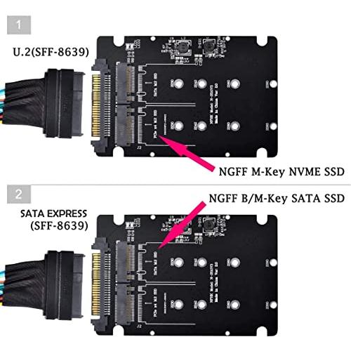 SATA M.2 SSD to SAS & NVMe NGFF U.2 SFF-8639 変換 アダプター