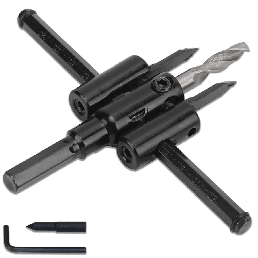 自由錐 自在錐 充電ドリル用 木工用 1本セット 超硬合金 円切り サークル カッター 直径30mm-120mm 調節可能 切割?孔 木材/密度 | 