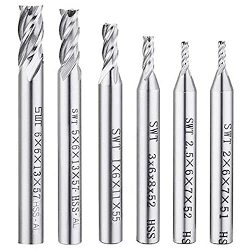 Shanado エンドミル セット HSS 4枚刃 2mm-6mm 6個入り 超硬 加工用カッター 高精度 CNC 穴あけ 工具 精密加工 | 