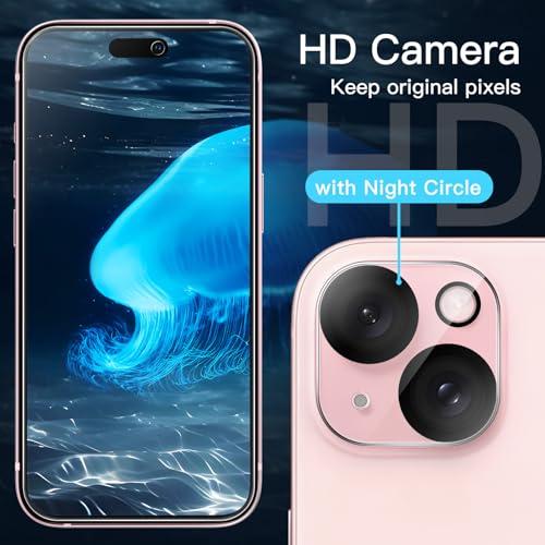 JEDirect iPhone 15用 液晶保護フィルム 6.1インチ カメラレンズフィルム付き ガイド枠付き 強化ガラスフィルム HDクリア |  | 05