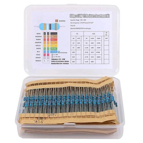 SSZYMAOYI 抵抗 セット 金属皮膜抵抗器 1/4W 10Ω?1MΩ 30種類 各20本入り 合計600本 金属フィルム抵抗器DIYプロジ | 
