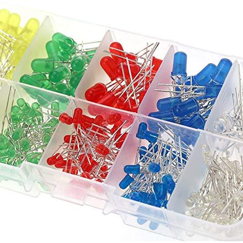 BTtime 発光ダイオード 3mm 5mm 透明LEDセット LED ダイオード 高輝度 円型頭部 白/赤/緑/青/黄 5色 約200個入 |  | 02