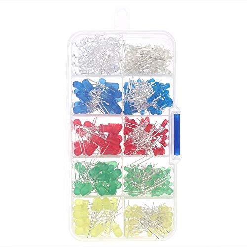 BTtime 発光ダイオード 3mm 5mm 透明LEDセット LED ダイオード 高輝度 円型頭部 白/赤/緑/青/黄 5色 約200個入 |  | 06