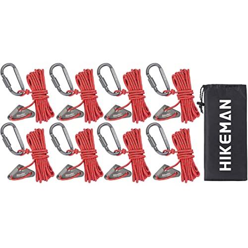 テントロープ パラコード カラビナ付き 調節可能 タープロープ ガイライン 張り綱 反射材入り 太さ 4mm 長さ4M 自在金具 4個セット キ | 