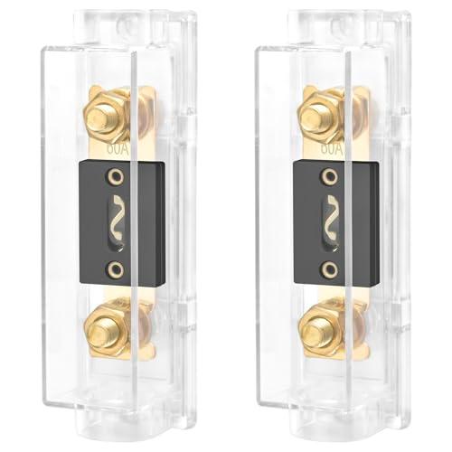 Heschen 車 ANLヒューズ付きANLヒューズホルダー 自動車 バイク オーディオサブウーファー 用品 金色 60A+ベース 2個入り | 