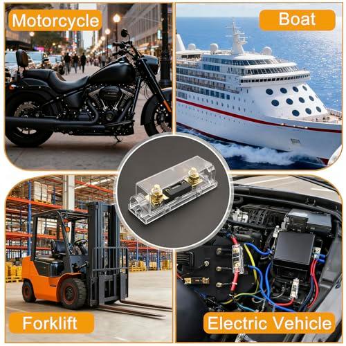 Heschen 車 ANLヒューズ付きANLヒューズホルダー 自動車 バイク オーディオサブウーファー 用品 金色 60A+ベース 2個入り |  | 05