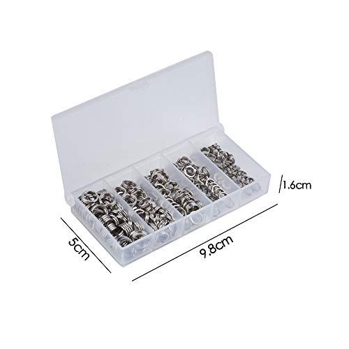 YFFSFDC スプリットリング 200個セット 直径5mm/6mm/7mm/8mm/9mm ソリッドリング 5サイズ 収納ケース付 平打ち リ |  | 02