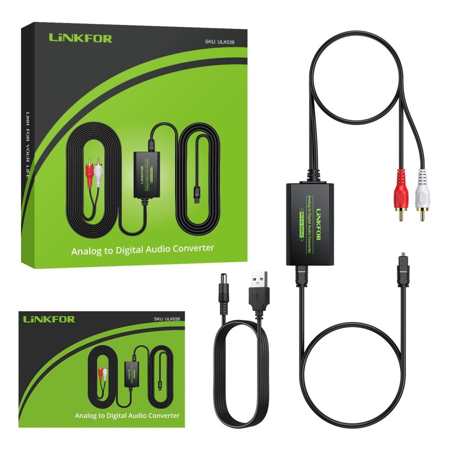 LiNKFOR アナログ to デジタル 音声変換器 RCA to 光デジタル 変換 48KHz対応 L/Rケーブル内蔵 光ケーブル付属 L/R |  | 06