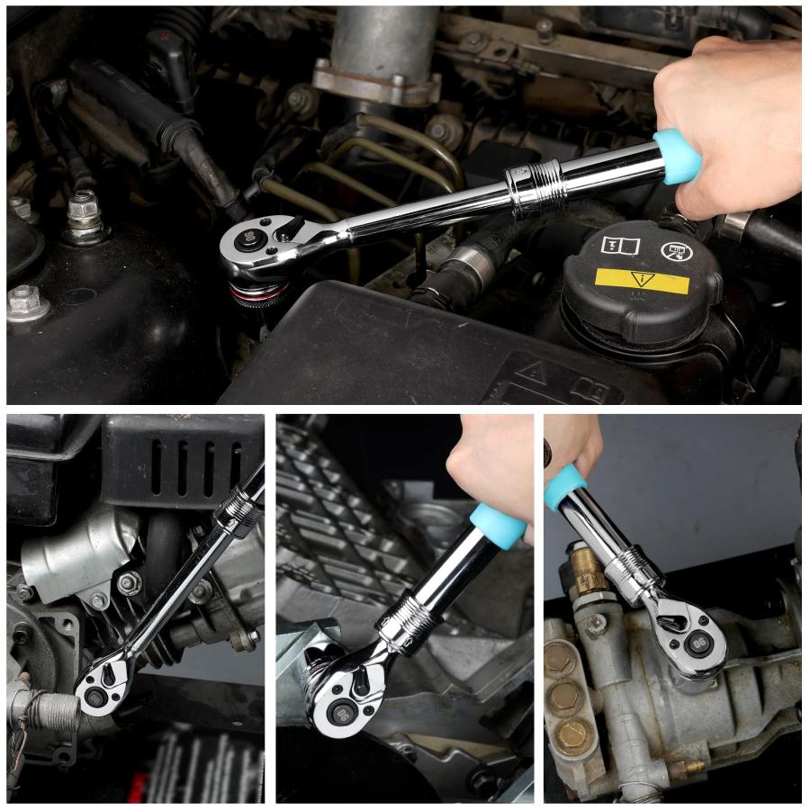 DuraTech ラチェットハンドル ラチェットレンチ ソケットレンチ 差込角9.5mm 伸縮式 調節範囲215-315mm 回転方向切替簡単 |  | 06