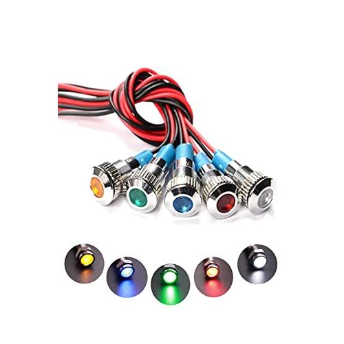 YFFSFDC 6mm DC 12-24V LED 防水インジケータライト パイロットライトシグナル インジケータ（5色セット） |  | 04