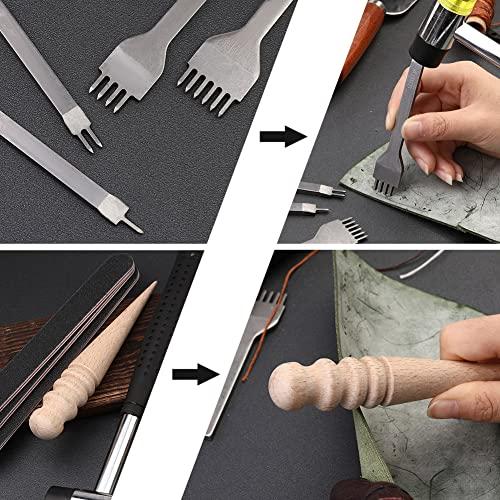 Dennty レザークラフト 革細工 キット 革細工 工具 41点 裁縫セット 革用針と糸 レザートリミングホイール 千枚通し 穴あけ レザーツ |  | 03