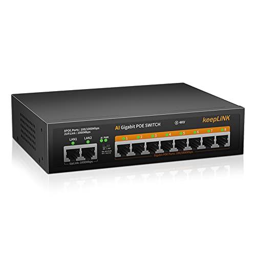keepLiNK スイッチングハブ ギガビット 10ポート PoE 8ポート 135W 