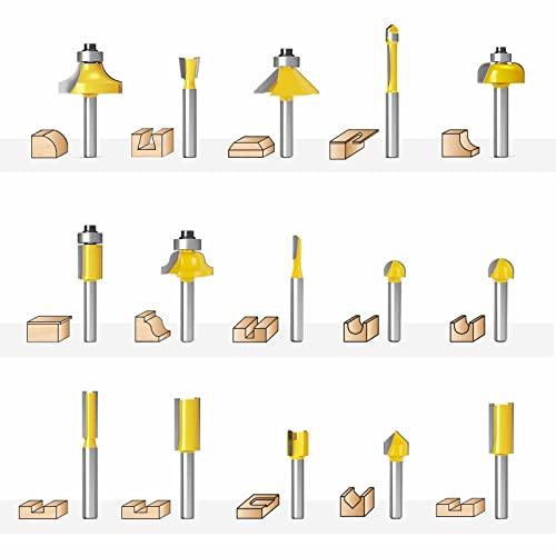 CSOOM プロ木エトリマ一ビット?ット超硬ル一夕一セット15本組 軸径6mm 収納ケ一ス付き 溝ほり・面取り・飾り面加工・目地払いビット フラ |  | 06
