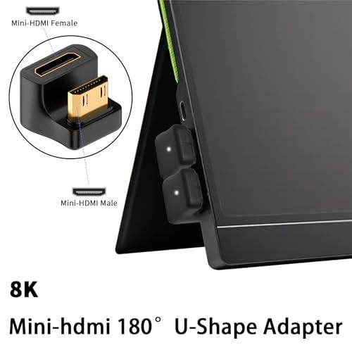 【互換品】 Duttek 8K U型ミニHDMIアダプタ、U字型ミニHDMIオスメスアダプタ48Gbps 上向き 2.1バージョンコネクタHDTV、P |  | 01