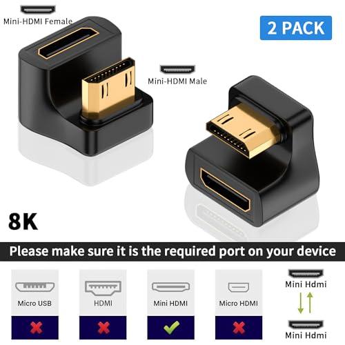 【互換品】 Duttek 8K U型ミニHDMIアダプタ、U字型ミニHDMIオスメスアダプタ48Gbps 上向き 2.1バージョンコネクタHDTV、P |  | 02