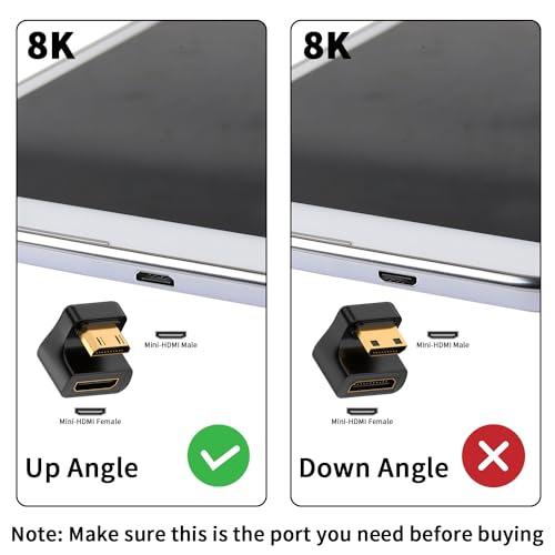 【互換品】 Duttek 8K U型ミニHDMIアダプタ、U字型ミニHDMIオスメスアダプタ48Gbps 上向き 2.1バージョンコネクタHDTV、P |  | 05