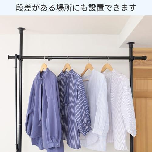 山善YAMAZEN 突っ張りポールハンガーラック ブラック 幅97.5-166cm 高さ140-280cm ダブル 伸縮 WJ-775BK |  | 05