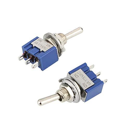 CESFONJER 15個SPDTミニマイクロトグルスイッチ、オン/オン3ピン2ポジションミニチュアトグルスイッチAC 125V / 6A |  | 01