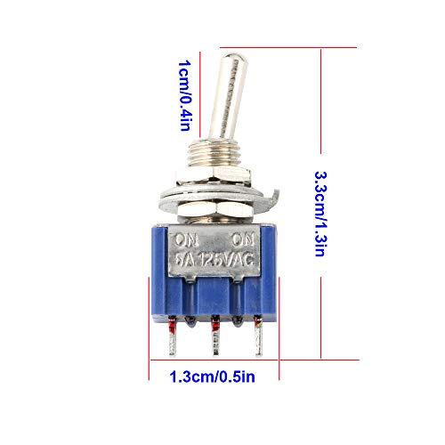 CESFONJER 15個SPDTミニマイクロトグルスイッチ、オン/オン3ピン2ポジションミニチュアトグルスイッチAC 125V / 6A |  | 02