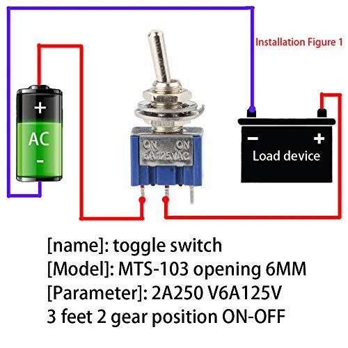 CESFONJER 15個SPDTミニマイクロトグルスイッチ、オン/オン3ピン2ポジションミニチュアトグルスイッチAC 125V / 6A |  | 03