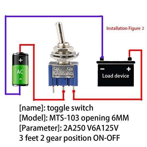 CESFONJER 15個SPDTミニマイクロトグルスイッチ、オン/オン3ピン2ポジションミニチュアトグルスイッチAC 125V / 6A |  | 04