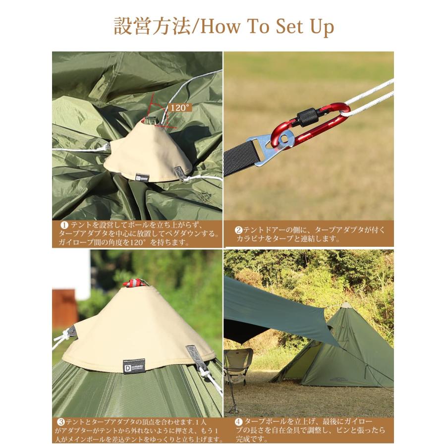 Doribiru タープ 連結アダプター 最新改良型:設営簡易ワン Doribiru タープ 連結アダプター 最新改良型:設営簡易ワン
