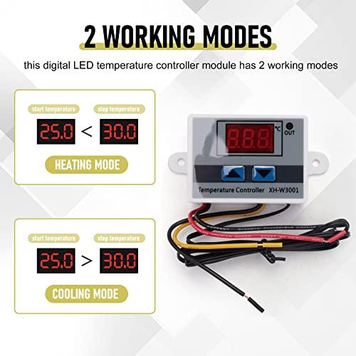 Dovhmoh 3個XH-W3001デジタルLED温度コントローラーモジュールデジタルサーモスタットスイッチ電子サーモスタット（12V 10A |  | 05