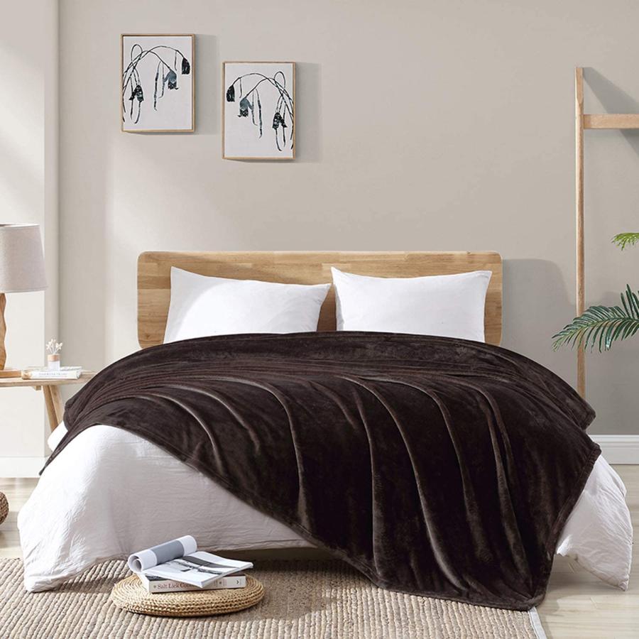 Hansleep 毛布 ダブル 夏用 ブランケット 茶色 大きめ 180x200cm 冷房対策 大判 マイクロファイバー 柔らかく フランネル | 