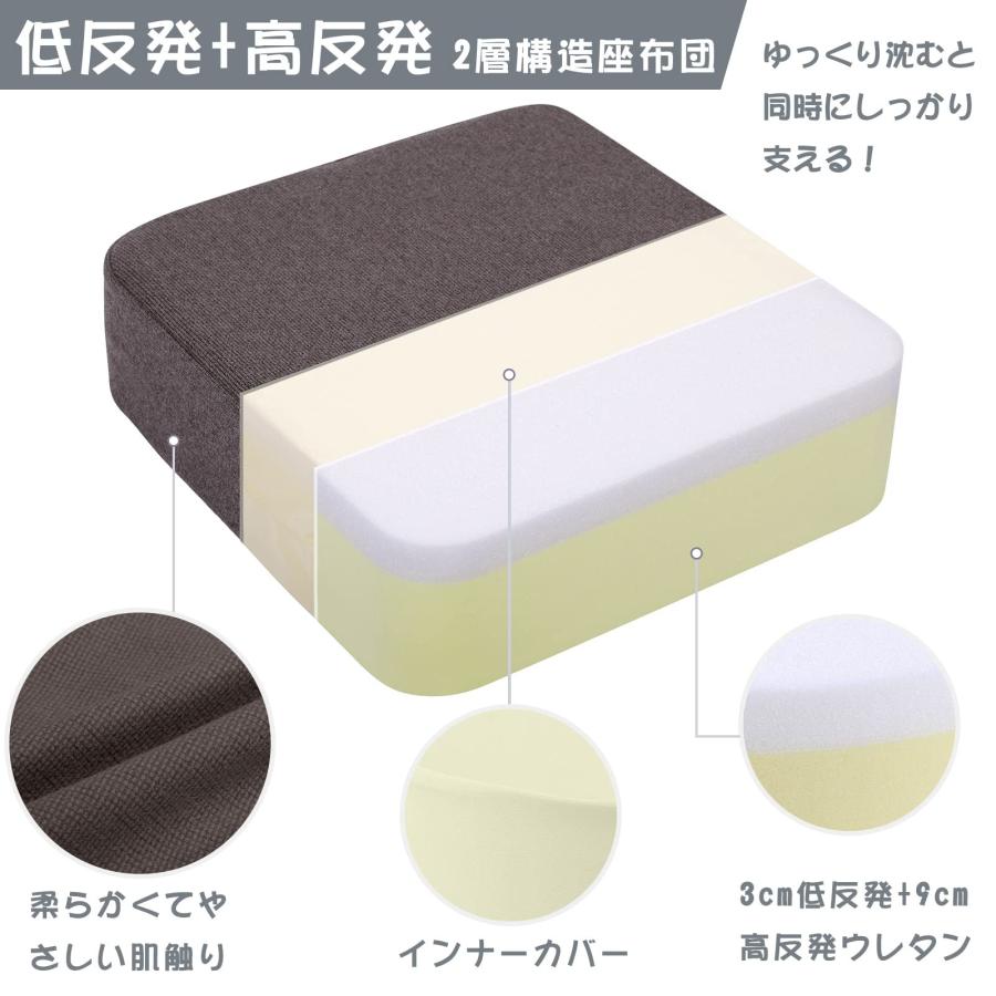 Baibu Home 座布団 クッション 低反発+高反発 ウレタン 厚め 43×43×12cm ゆっくり沈む 床用 フロアクッション ブラウン |  | 01
