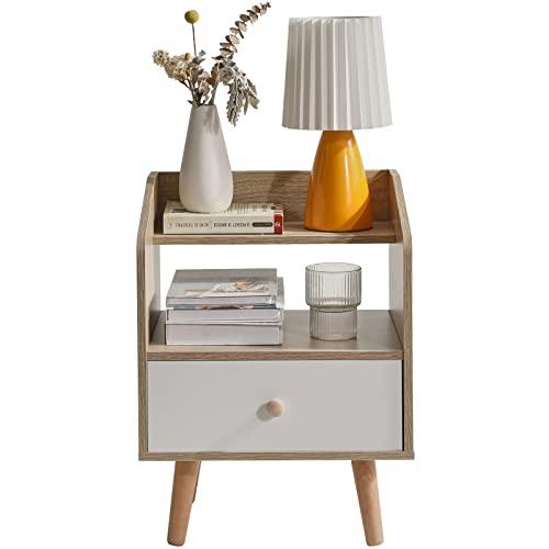 IBUYKE サイドテーブル ナイトテーブル ベッドサイドテーブル ベッド周り収納 多機能 30cm x 37cm x 48cm 引出し付き 収 | 