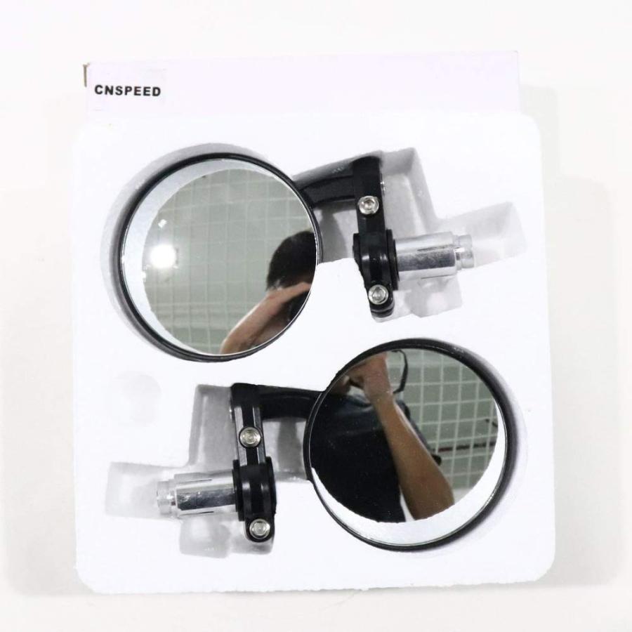 Karun バイクミラー汎用バイクミラーバーエンドミラーCNC丸形左右セット角度自由に調節などに適用折り畳み不可 |  | 06