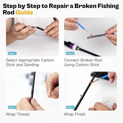 【互換品】 釣り竿修理キット ロッド 修理 カーボンファイバー補修棒付き エポキシ接着剤とサンディングペーパー付き 淡水・海水用釣り竿の修理用品一式I |  | 02