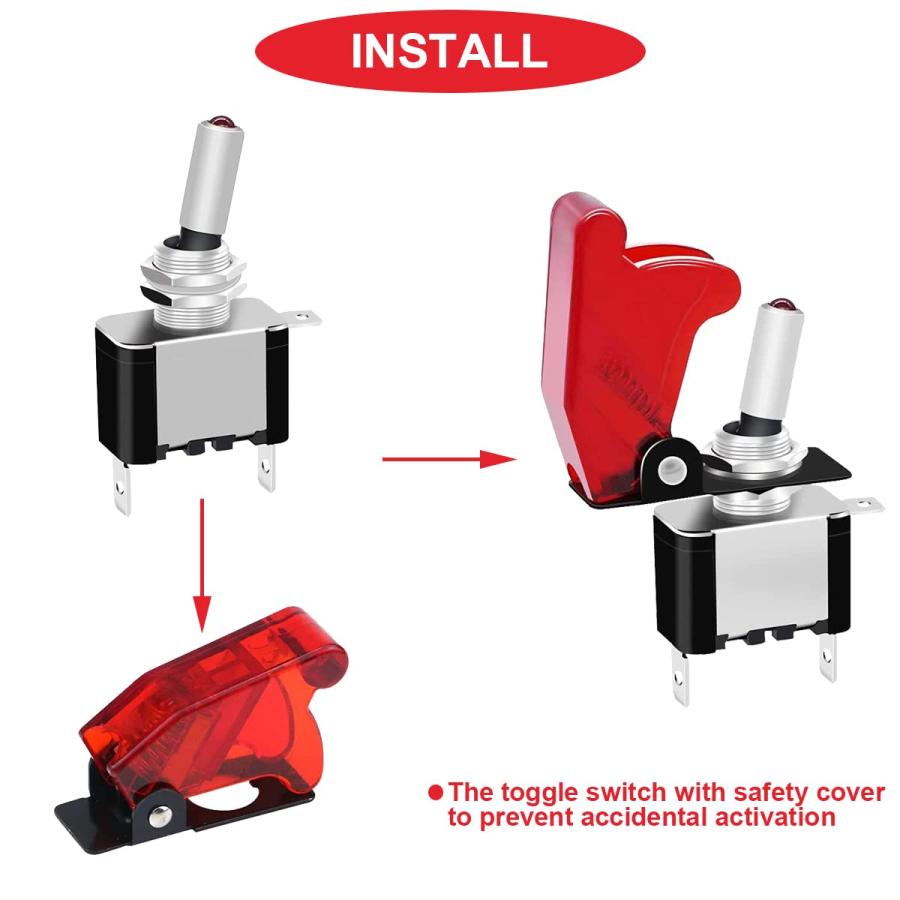 MKBKLLJY 10 個 12 ミリメートル/0.47 インチ取り付け穴安全フリップカバーマルチカラー防塵防水キャップトグルバットハンドルスイ |  | 04