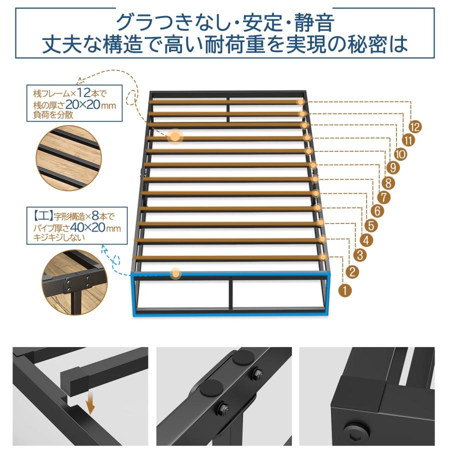 ラスト1つ❣️耐荷重300kgベッドフレーム シングル パイプ 静音 ブラック 楽天市場】[耐荷重300kg]ベッドフレーム シングル Holdm パイプ