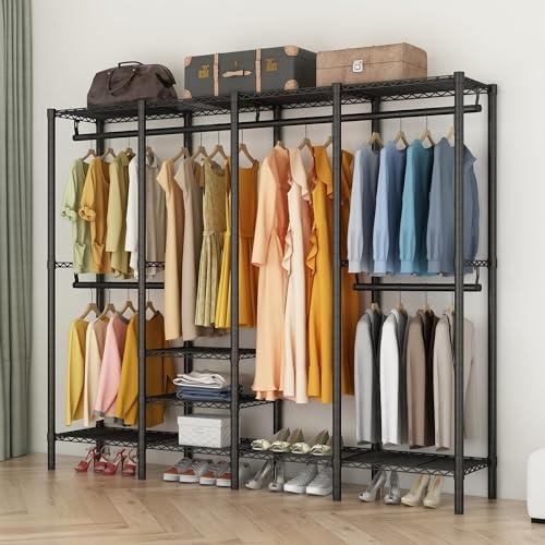 ワードローブ ハンガーラック 大容量 洋服ラック 頑丈 棚板高さ調節 ブラック 幅193×奥行40×高さ192cm |  | 05