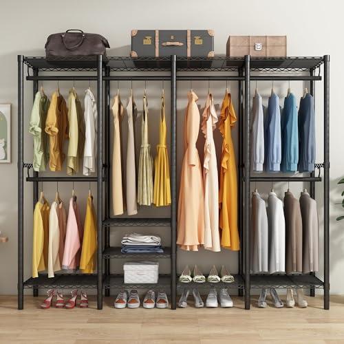 ワードローブ ハンガーラック 大容量 洋服ラック 頑丈 棚板高さ調節 ブラック 幅193×奥行40×高さ192cm |  | 06