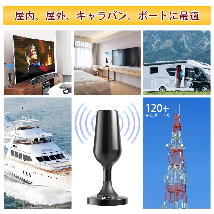 4K HDTV 室内アンテナ2024年6月発売 360度全方位受信 テレビ アンテナ 220KM受信範囲 高性能 高感度 設置簡単 避雷対策済 |  | 06