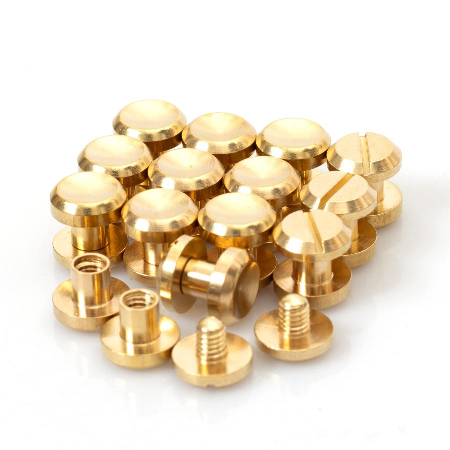 シカゴスクリュー 15個入り 10×5×5mm 真鍮組ネジ コンチョ バッグ ベルト 底びょう リベット スタッズ パーツ 鋲 リベット スタッ | 