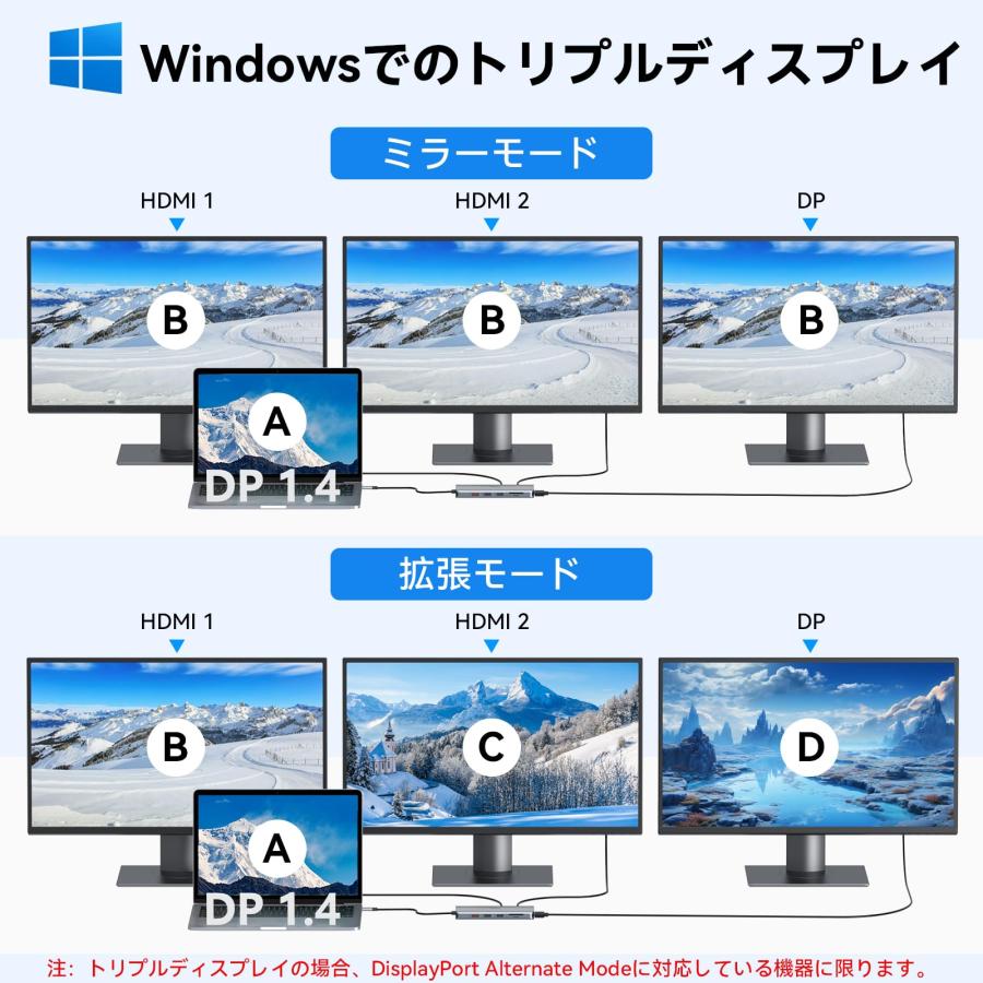 Selore USB C ドッキングステーション 2/3画面出力 type-c usb
