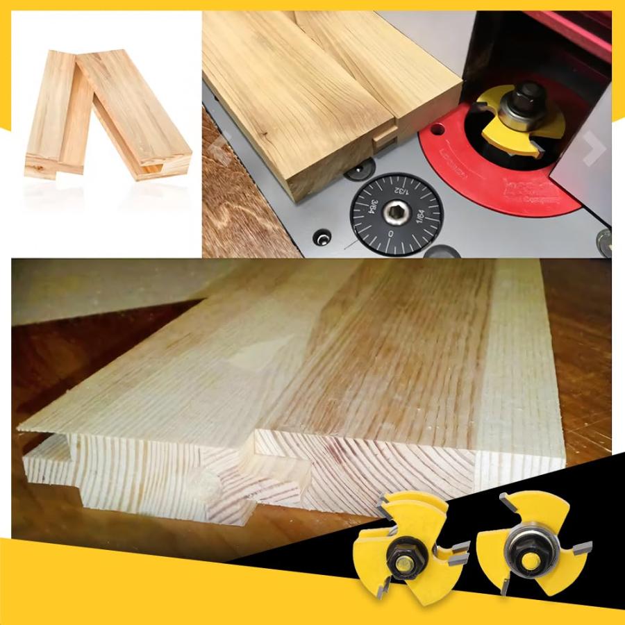 2本入り トリマー ビットセット 電動トリマー用ビット 6.35mmシャンクT型ほぞカッター DIY 木工用 工業用ルータービット切削工具 戸板 |  | 05