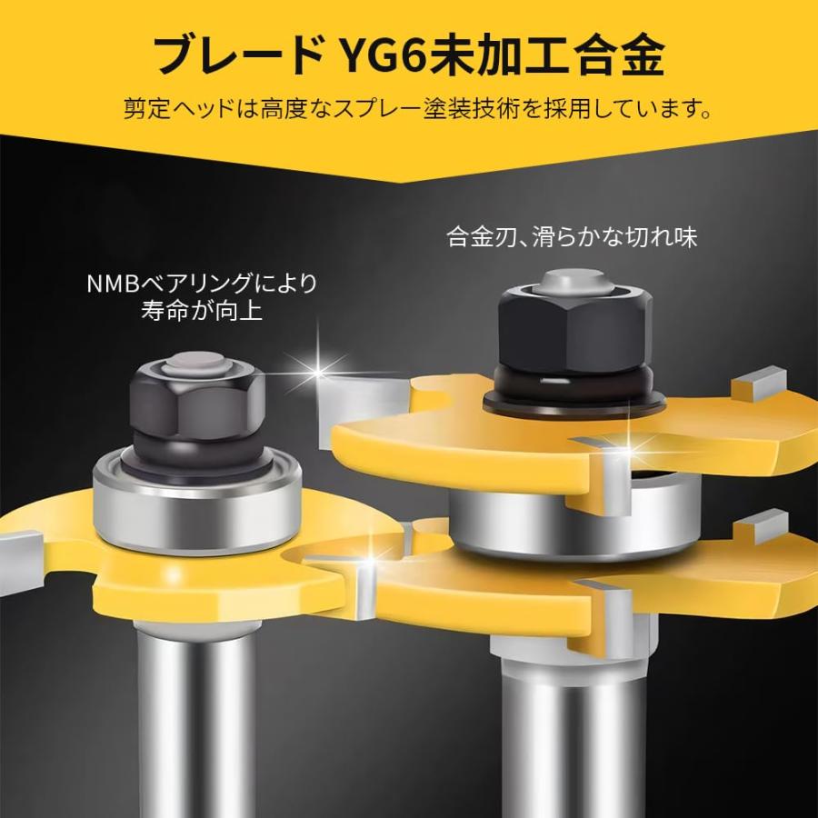 2本入り トリマー ビットセット 電動トリマー用ビット 6.35mm