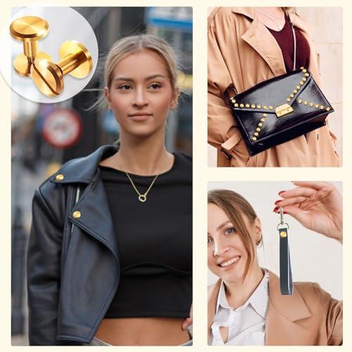 yowodana シカゴスクリュー 真鍮組ネジ 20組入 スタッド ネジ式 鋲 リベット スタッズ レザークラフト DIY ハンドメイド パーツ |  | 03